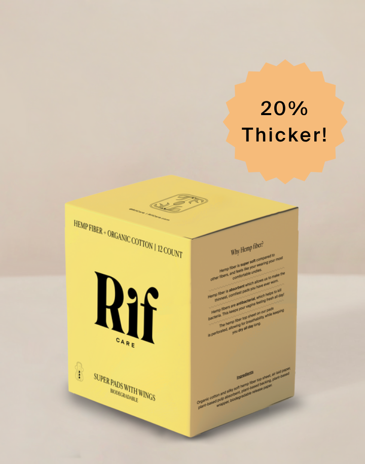 Organic Cotton and Hemp Fiber Pads with Wings- Super Absorbency RifCare