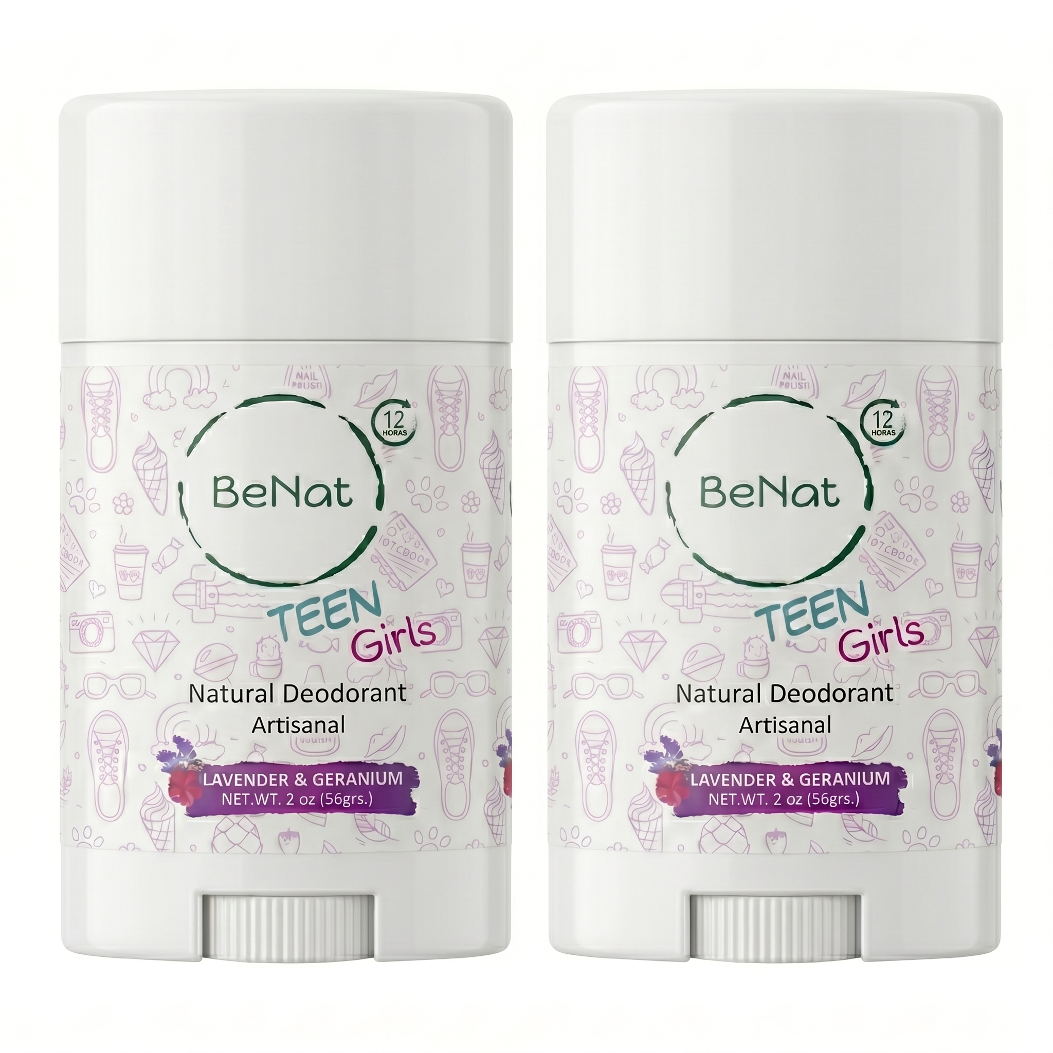 2-Pack all-Natural Deodorants for Kids & Teens BeNat