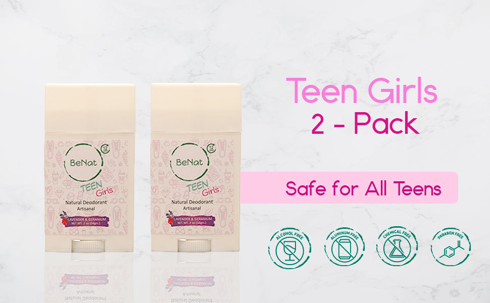 2-Pack all-Natural Deodorants for Kids & Teens BeNat