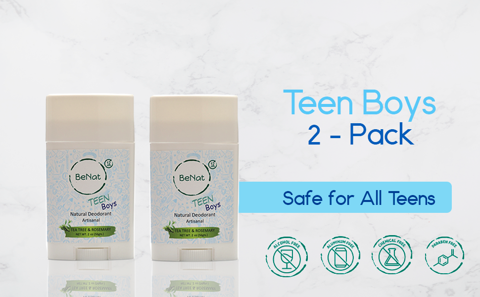 2-Pack all-Natural Deodorants for Kids & Teens BeNat