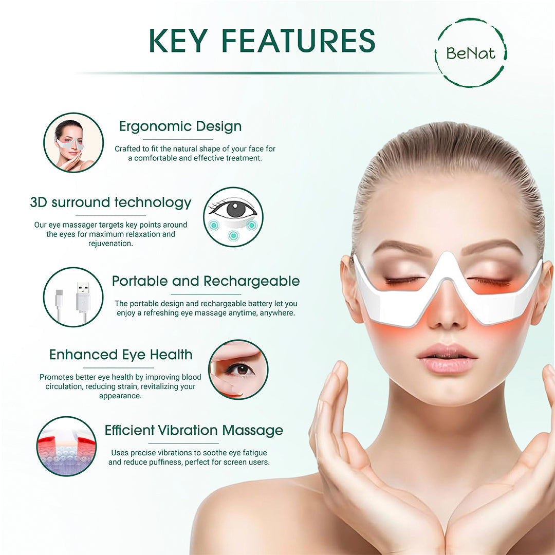 Under-Eye Red Light Therapy Skin Rejuvenation and Relaxation Massager BeNat