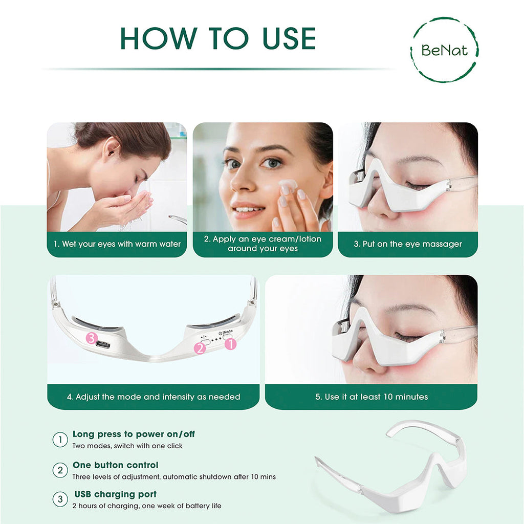 Under-Eye Red Light Therapy Skin Rejuvenation and Relaxation Massager BeNat