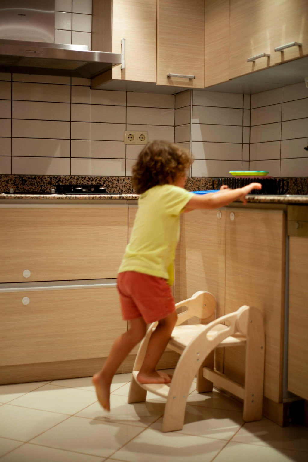 Foldable Montessori Kitchen Step Stool-4