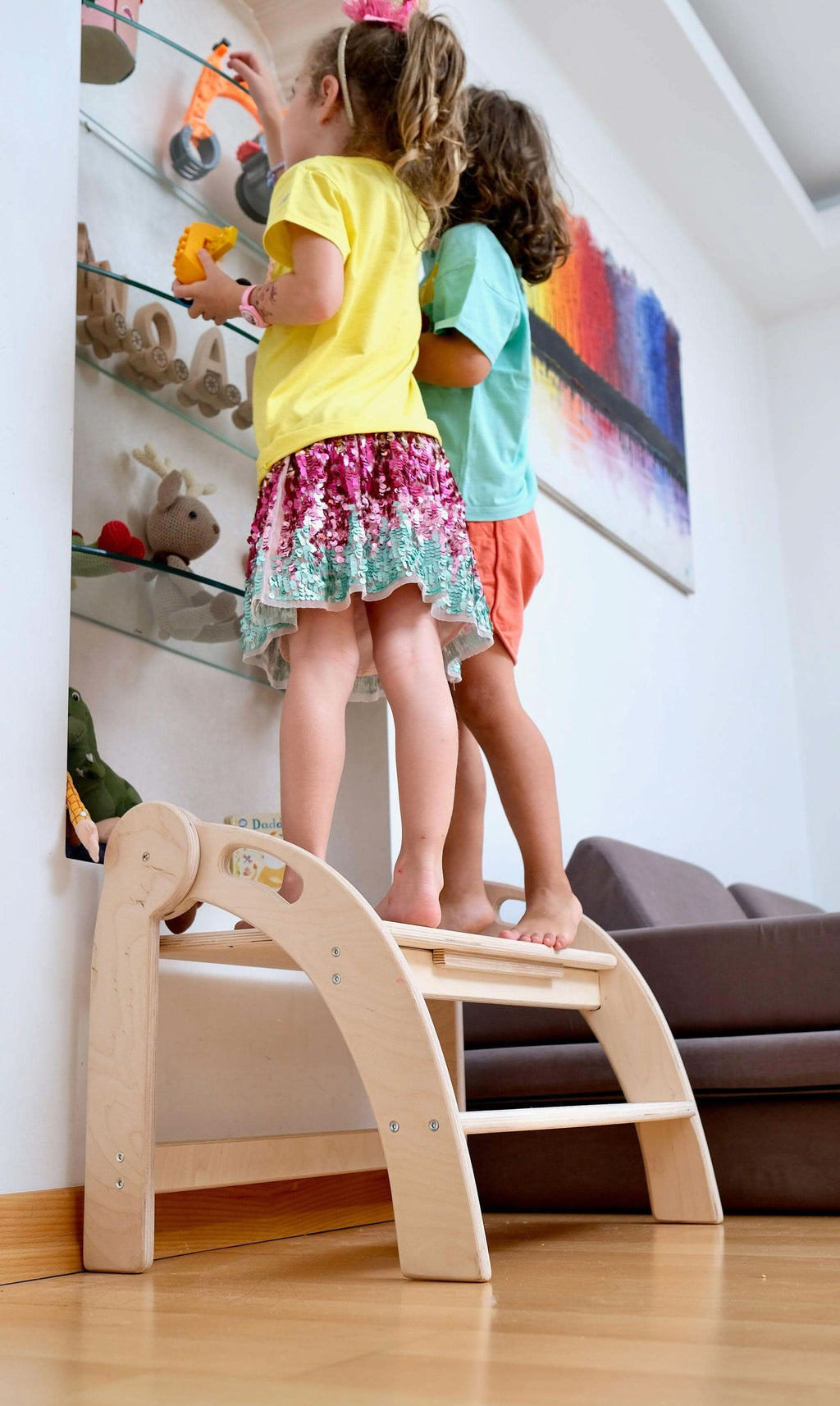 Twins Montessori Kitchen Stool - Wooden Step Stool-2