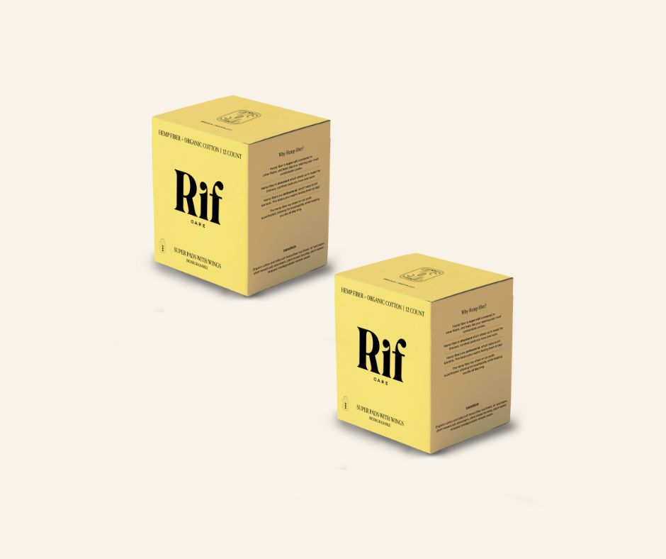 Organic Cotton and Hemp Fiber Pads with Wings- Super Absorbency RifCare